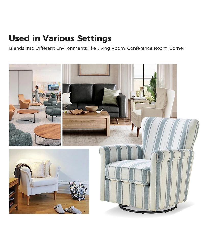Transitional Swivel Chair with Roll Armrest