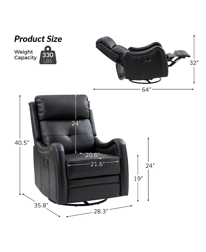 Susana Genuine Leather Swivel Rocker Recliner