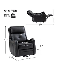 Susana Genuine Leather Swivel Rocker Recliner