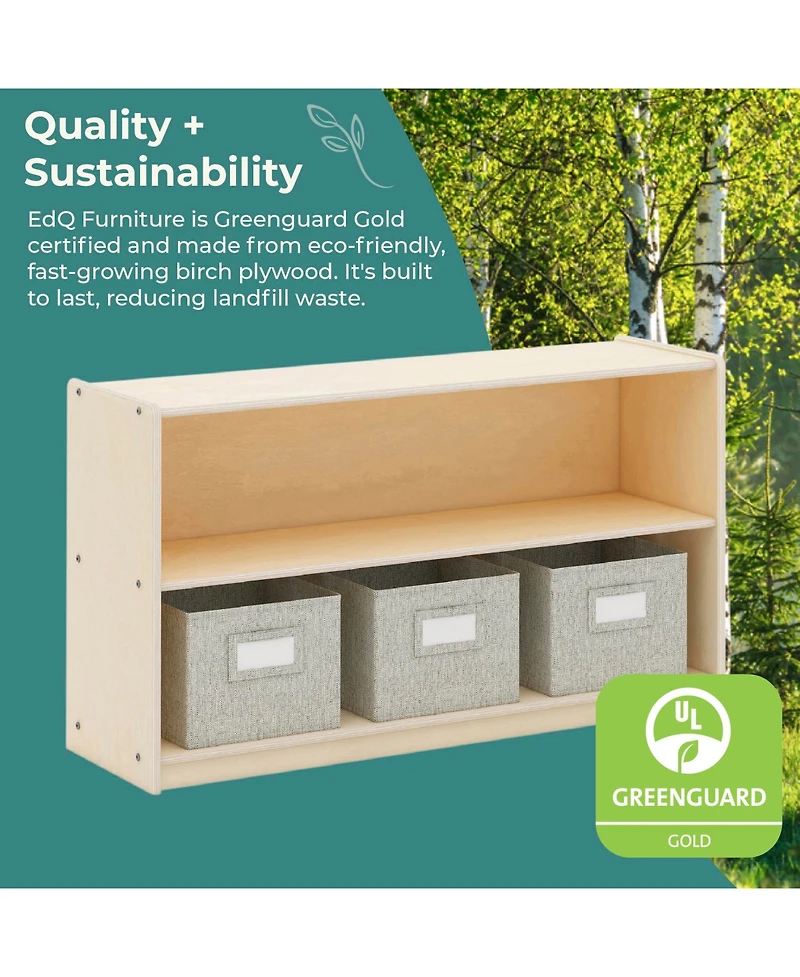 Guidecraft EdQ 2-Shelf Open Storage 24" - White: Wooden Kids' Classroom Storage Furniture, Playroom and Bedroom Toy Cube Organizer