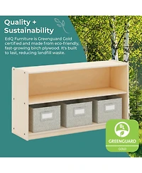 Guidecraft EdQ 2-Shelf Open Storage 24" - White: Wooden Kids' Classroom Storage Furniture, Playroom and Bedroom Toy Cube Organizer