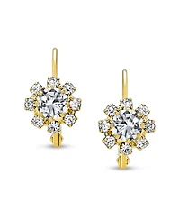 Bling Jewelry Set of 3 Multi Color Crystal Flower Gold Plated Drop Earrings Lever Back