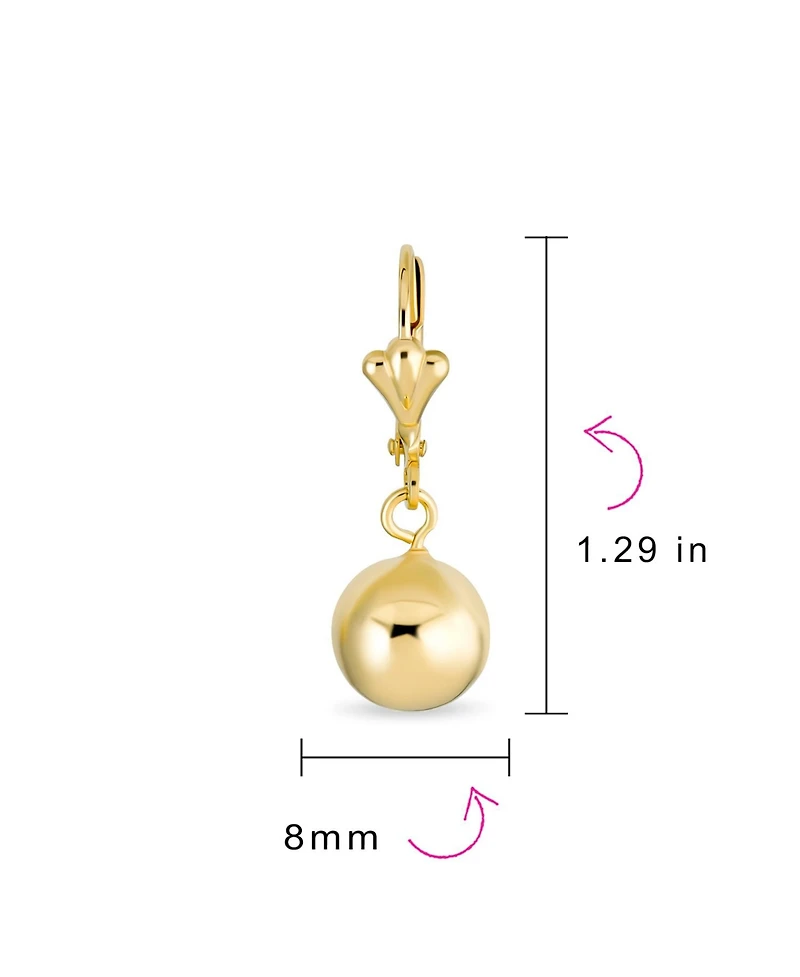 Bling Jewelry Set of Two Classic Round Drop Ball Earrings 18K Gold Plated 8 & 10 Mm