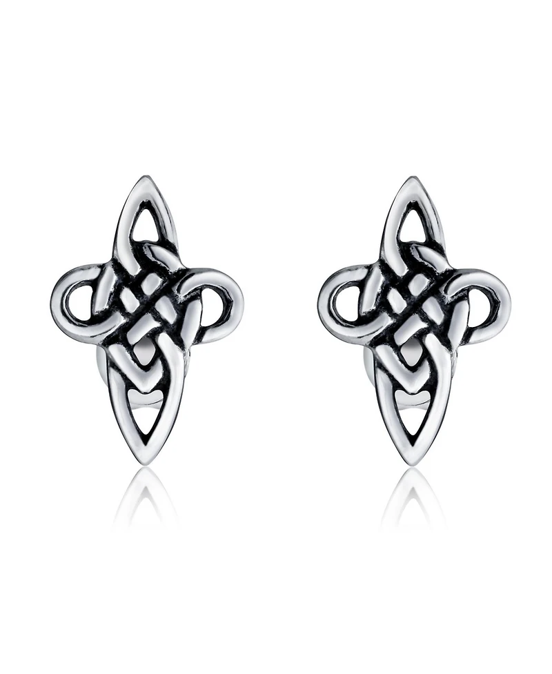 Bling Jewelry Set of 2 Religious Celtic Cross Stud Earrings Irish Love Knot Oxidized Silver