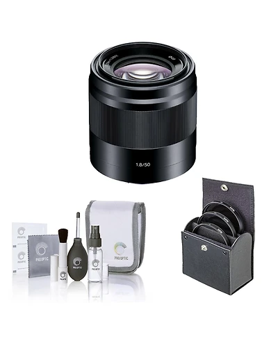 Sony E 50mm f/1.8 Oss Lens for Sony E, Silver, Bundle with 49mm Filter Kit, Cleaning Kit