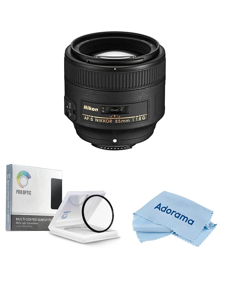 Nikon 85mm f/1.8G Fx Af-s Nikkor Lens, Bundle with ProOptic 67mm Multi Coated Uv Slim Filter, Cleaning Cloth