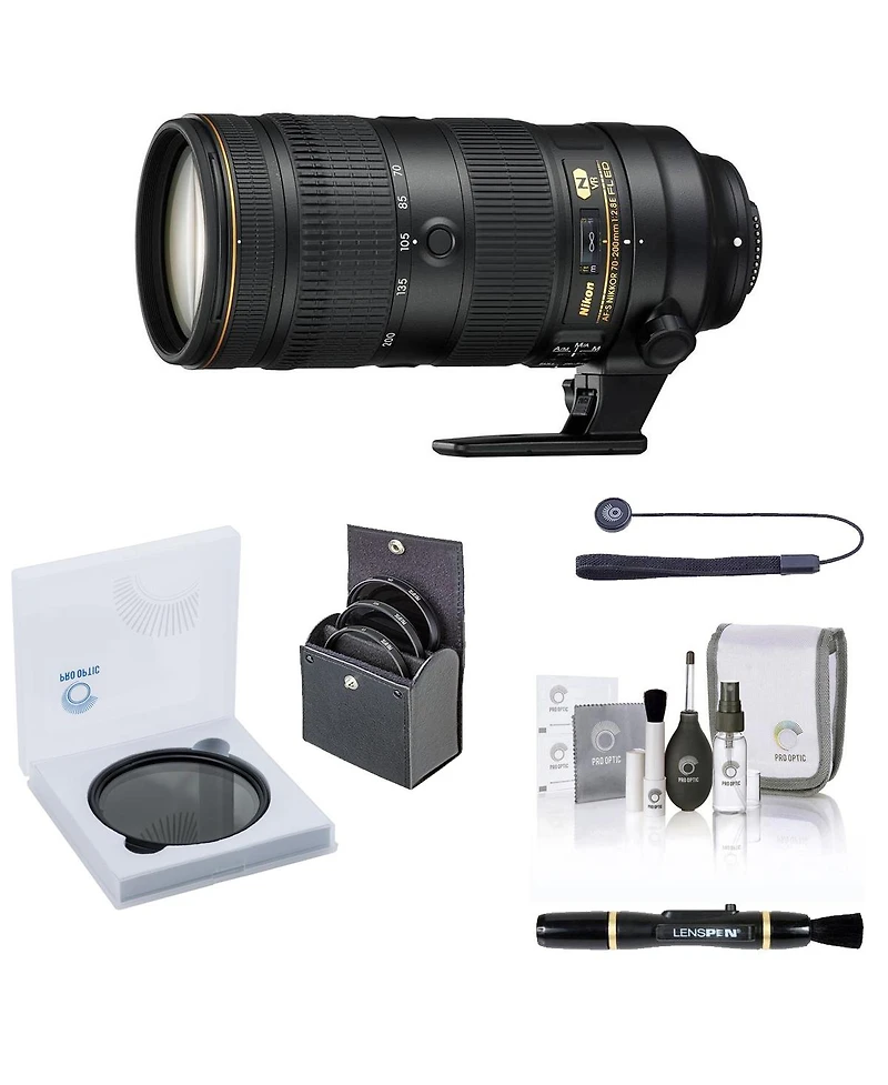Nikon 70-200mm f/2.8E Fl Ed Af-s Nikkor Vr Lens, Bundle with ProOptic 77mm Vnd Filter, 77mm Filter Kit, Lens Cleaner, Cleaning Kit, Lens Cap Tether