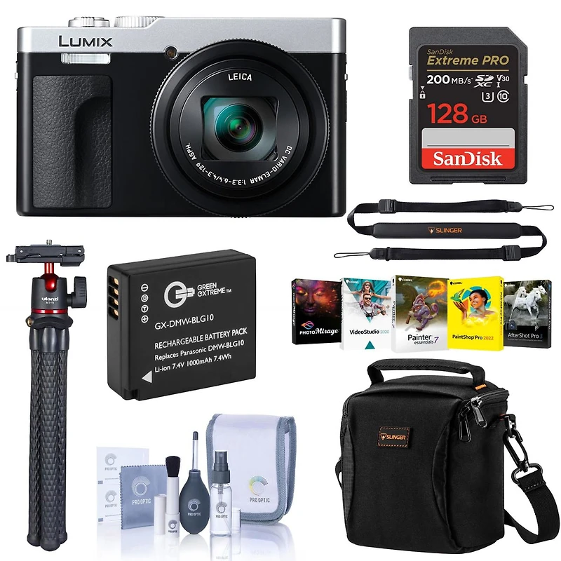 Panasonic Panasonic Lumix ZS99 Silver Compact Point and Shoot Digital Camera, 30x Zoom for Travel & Concerts (Dc-ZS99S) Accessory Kit