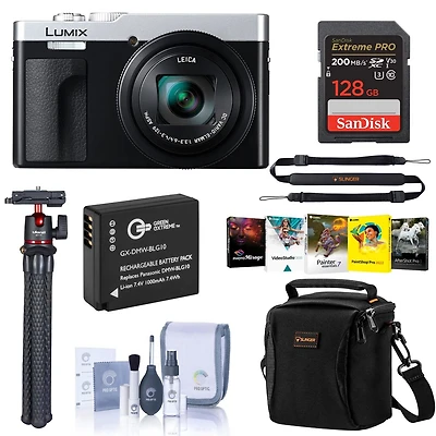 Panasonic Panasonic Lumix ZS99 Silver Compact Point and Shoot Digital Camera, 30x Zoom for Travel & Concerts (Dc-ZS99S) Accessory Kit