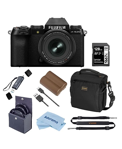 Fujifilm X-S20 Mirrorless Camera with Xf 16-50mm f/2.8-4.8 R Lm Wr Lens, Black, Bundle with 128GB Memory Card and Li-Ion Battery, 58mm Filter Kit and