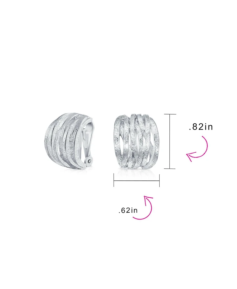 Bling Jewelry Set of 2 Criss Cross Basket Weave Clip-On Earrings Matte Silver Gold Plated
