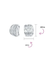 Bling Jewelry Set of 2 Criss Cross Basket Weave Clip-On Earrings Matte Silver Gold Plated