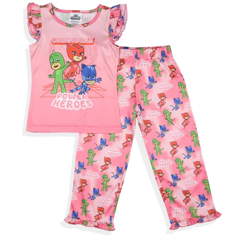 Pj Masks Little Girls Gekko Catboy Power Heroes Ruffle 2-Piece Pajama Set Sleepwear