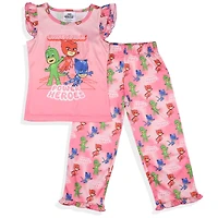 Pj Masks Little Girls Gekko Catboy Power Heroes Ruffle 2-Piece Pajama Set Sleepwear