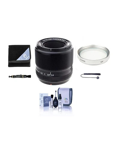 Fujifilm Xf 60mm f/2.4 R Macro Lens, Bundle with 39mm Uv Filter, Lens Wrap, Cleaning Kit, Lens Cleaner, Lens Cap Tether