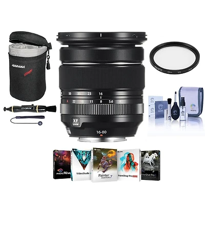 Fujifilm Xf 16-80mm f/4.0 R Ois Wr Lens, Bundle with ProOptic 72mm Uv Filter, Lens Case, Cleaning Kit, Lens Cap Tether, Lens Cleaner, Pc Software Kit