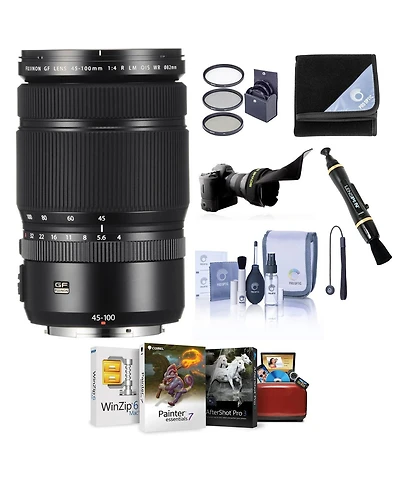 Fujifilm Gf 45-100mm F4 R Lm Wr Lens, Bundle with ProOptic 82mm Filter Kit, Flex Lens Shade, Lens Wrap, LensPen Cleaner, Lens Cap Tether, Cleaning Kit