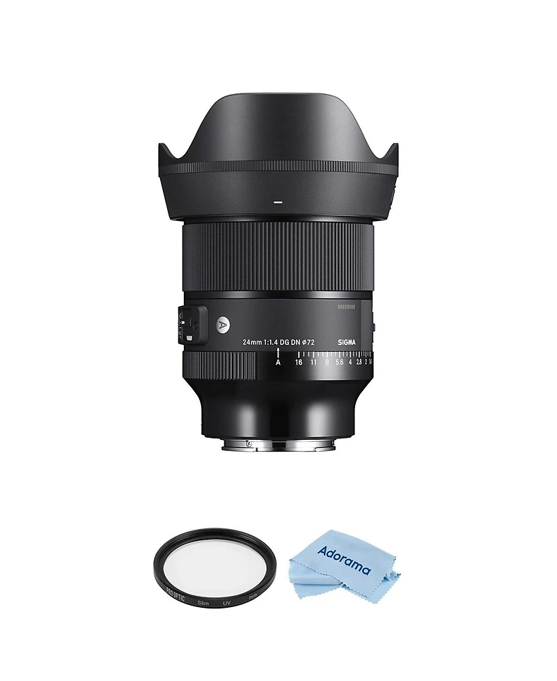 Sigma 24mm f/1.4 Dg Dn Art Lens for Sony E Bundle with 72mm Multi Coated Uv Filter, Microfiber Cleaning Cloth