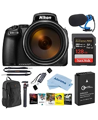 Nikon Coolpix P1100 Digital Camera, Bundle with 128GB Uhs-ii Memory Card, En-EL20 Battery, Backpack, Pc Software Kit, TASC300 Shotgun Microphone, Quic