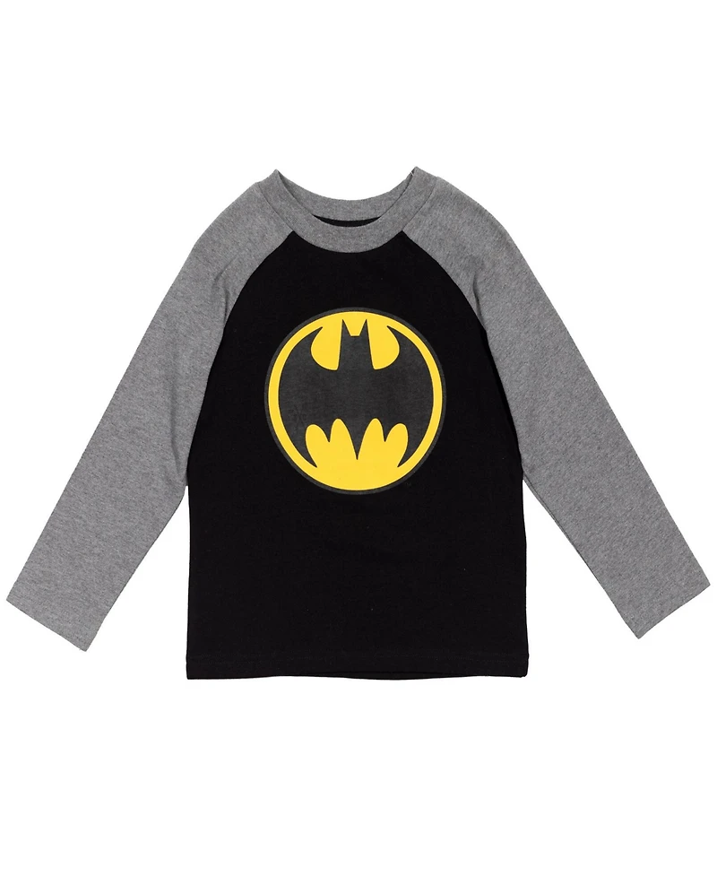Justice League Little Boys Batman Superman The Flash 3 Pack Hang down Long Sleeve T-Shirts