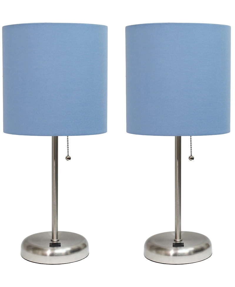 Creekwood Home 19.5" Metal Oslo Contemporary Bedside Duo Table Lamp Set