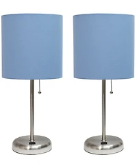 Creekwood Home 19.5" Metal Oslo Contemporary Bedside Duo Table Lamp Set
