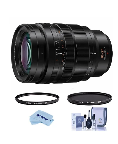 Panasonic Lumix G Leica Dg Vario-Summilux 10-25mm f/1.7 Aspherical Lens for Micro Four Thirds, Black, Bundle with Hoya 77mm Uv+Cpl Filter Kit, Cleanin