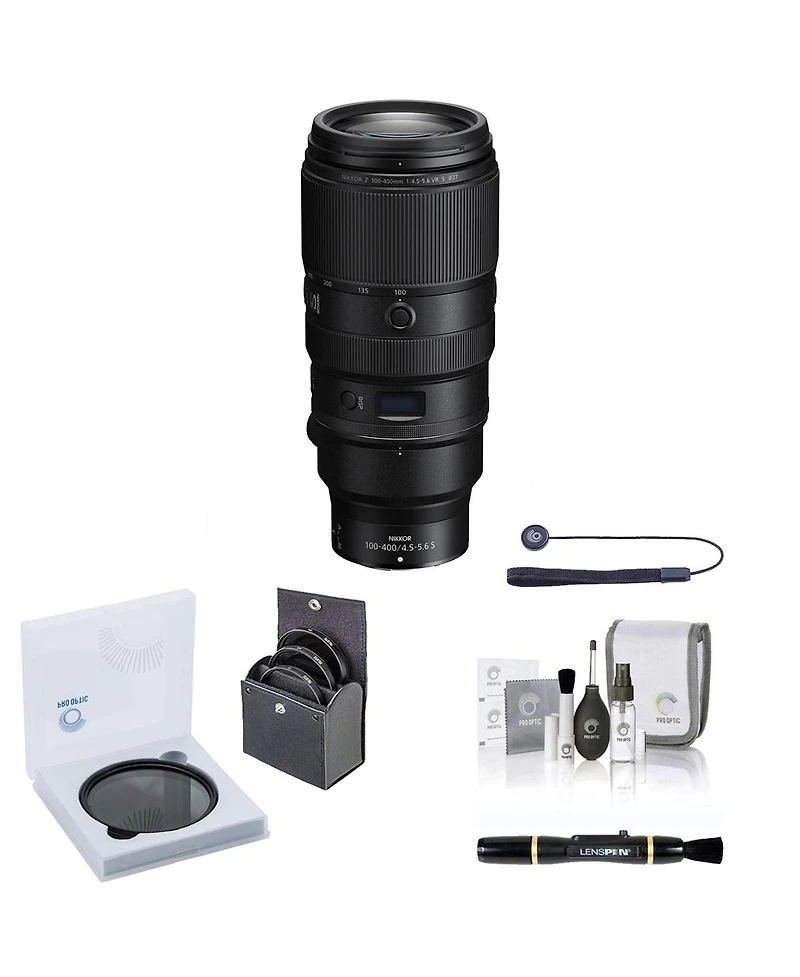 Nikon Nikkor Z 100-400mm f/4.5-5.6 Vr S Lens, Bundle with ProOptic 77mm Filter Kit, Lens Cleaner, Cleaning Kit, Universal Lens Cap Tether