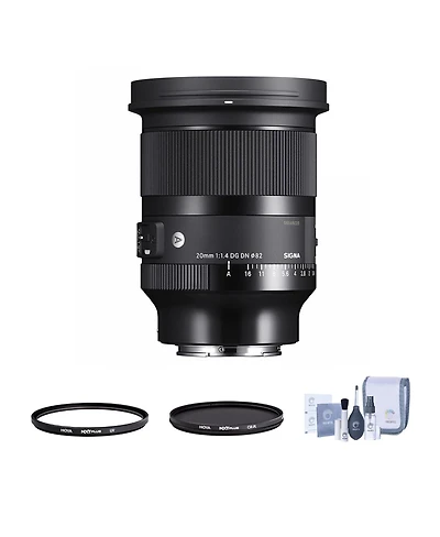Sigma 20mm f/1.4 Dg Dn Art Lens for Sony E Bundle with Hoya Nxt Plus 72mm 10-Layer Hmc Uv and Cpl Filter, Cleaning Kit