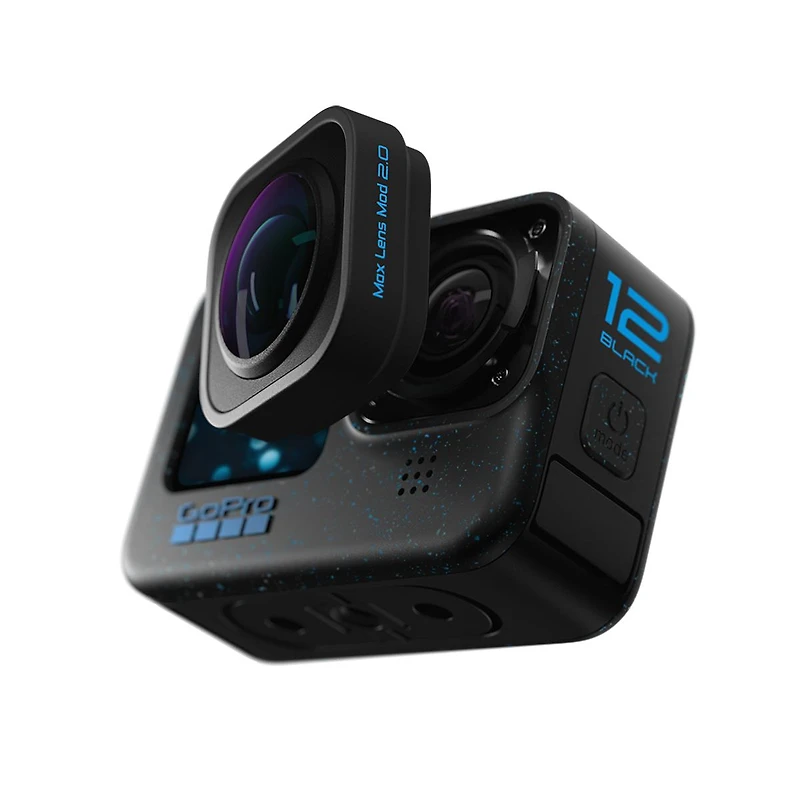 GoPro GoPro Hero12 Black Camera Bundle: Waterproof Action Cam with Go Pro Max Lens Mod 2.0 for HERO 12 Camera and 64GB Micro Sd Card for Ultimate Vide
