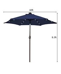 Gymax 10FT Solar Umbrella Led Patio Market Steel Tilt w/Crank Outdoor New Patio