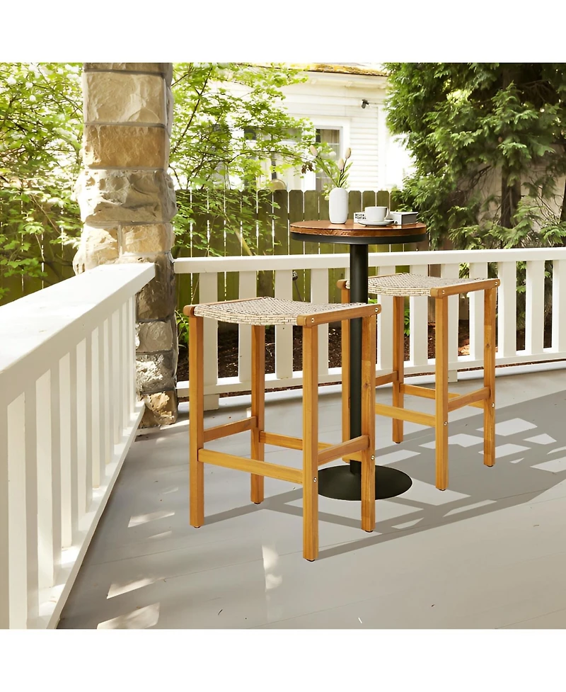 Patio Wood Bar Stools Set of 2