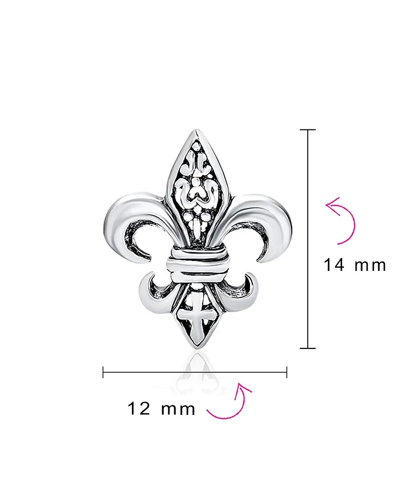 Bling Jewelry Set of 2 Fleur De Lis Stud Earrings in Oxidized and Polished Sterling Silver