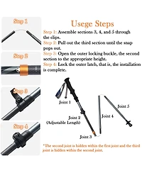 Naturehike 1pc Carbon Fiber Trekking Pole, Ultralight Foldable Hiking Poles, Adjustable 115-135cm, Eva Grip, Tungsten Tip