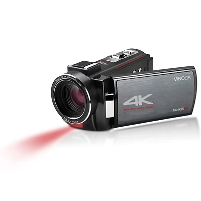 Minolta MN4K25NV 4K Ultra Hd 30MP 3" Touchscreen Camcorder with Night Vision, Black
