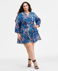 Nina Parker Trendy Plus Crinkle Wrap Dress