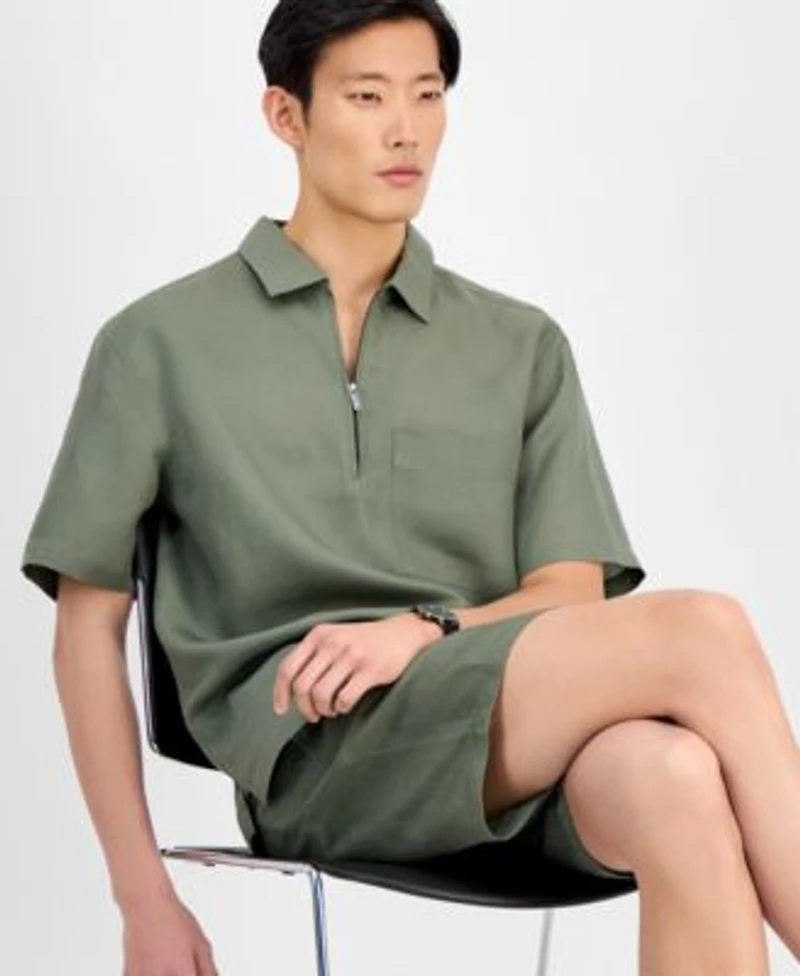 Alfani Mens Linen Shirt Shorts Exclusively At Macys