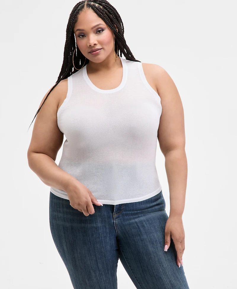 Nina Parker Trendy Plus Sheer Sweater-Knit Tank
