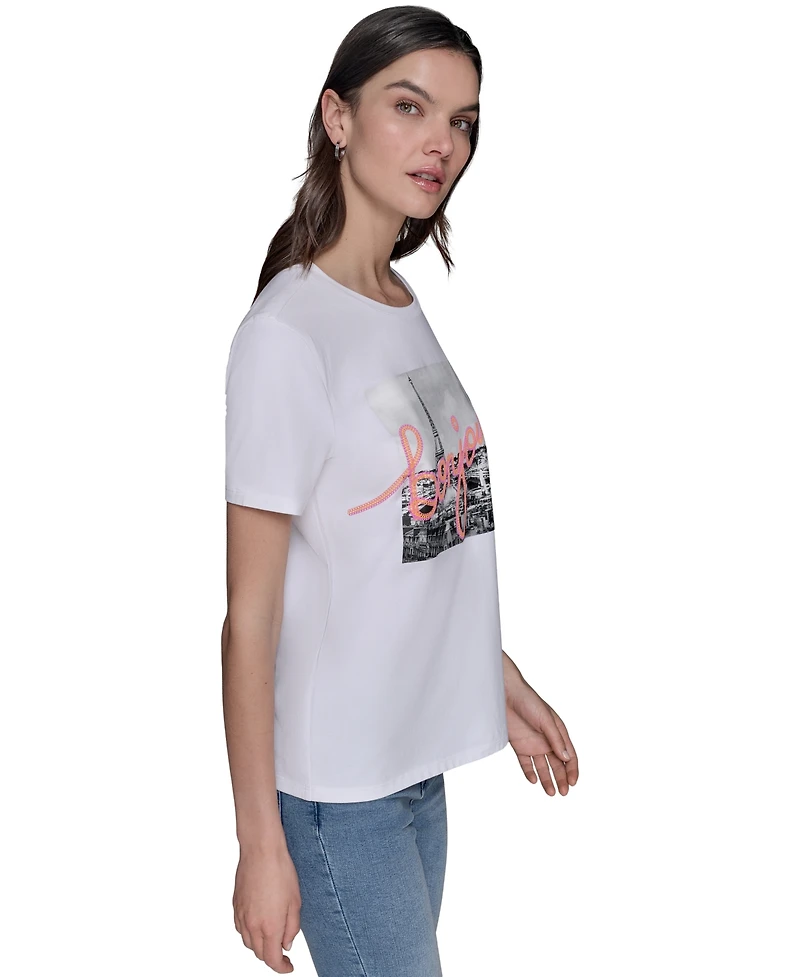 Karl Lagerfeld Paris Petite Bonjour Graphic T-Shirt