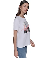 Karl Lagerfeld Paris Petite Bonjour Graphic T-Shirt