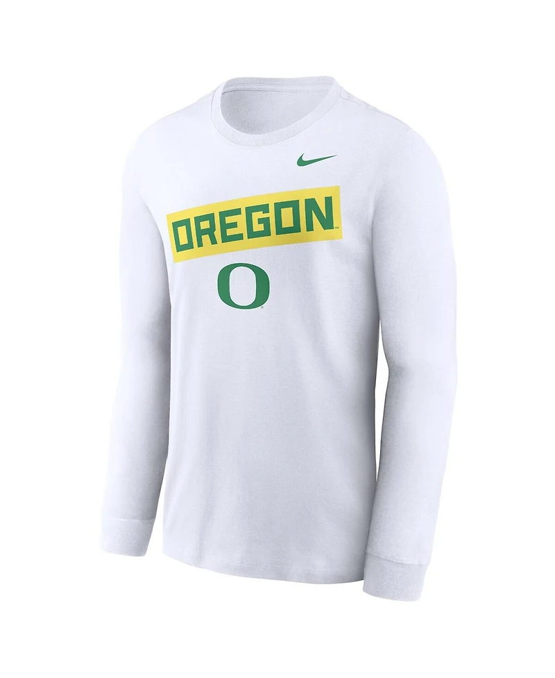 Nike Men's White Oregon Ducks Two-Hit Classic Location Long Sleeve T-Shirt