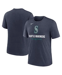 Nike Men's Heather Navy Seattle Mariners Logo Tri-Blend T-Shirt