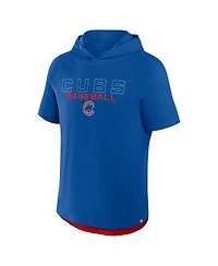 Fanatics Men's Royal Chicago Cubs Clubhouse Optimal Play Raglan Short Sleeve Pullover Hoodie
