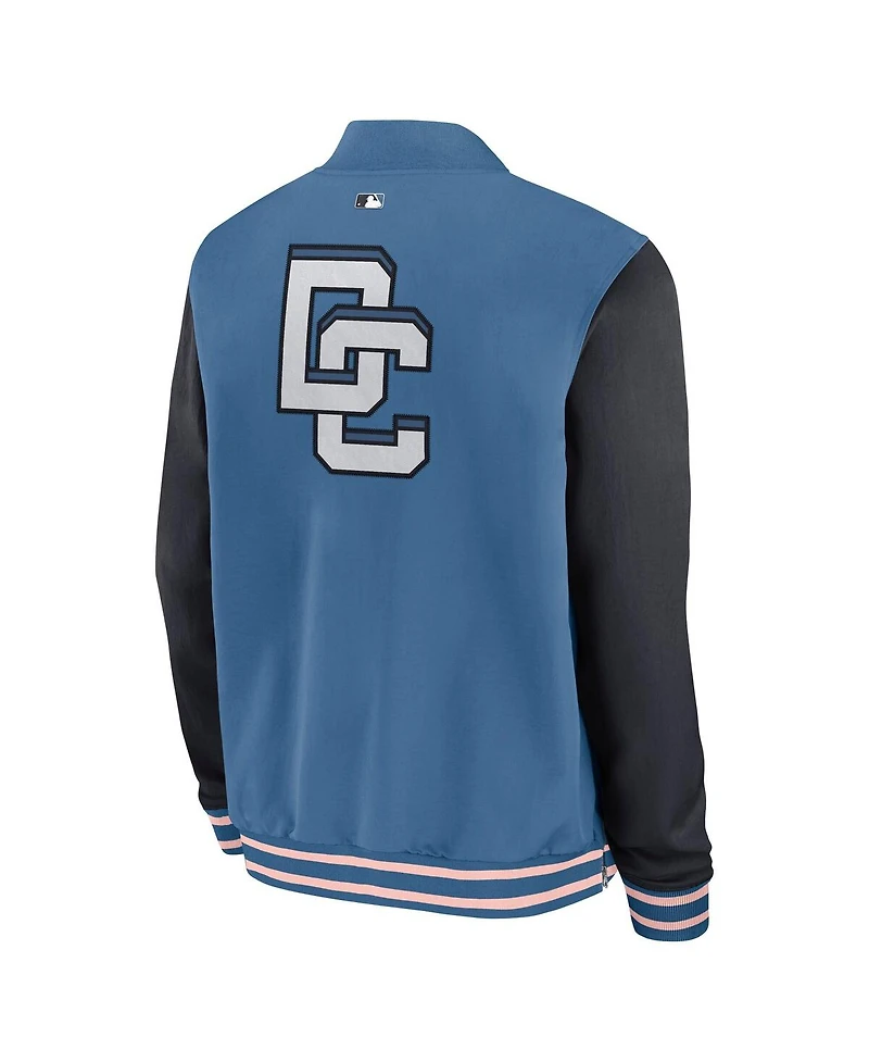Nike Men's Blue Washington Nationals 2025 City Connect Authentic Collection Full-Zip Dugout Bomber Jacket