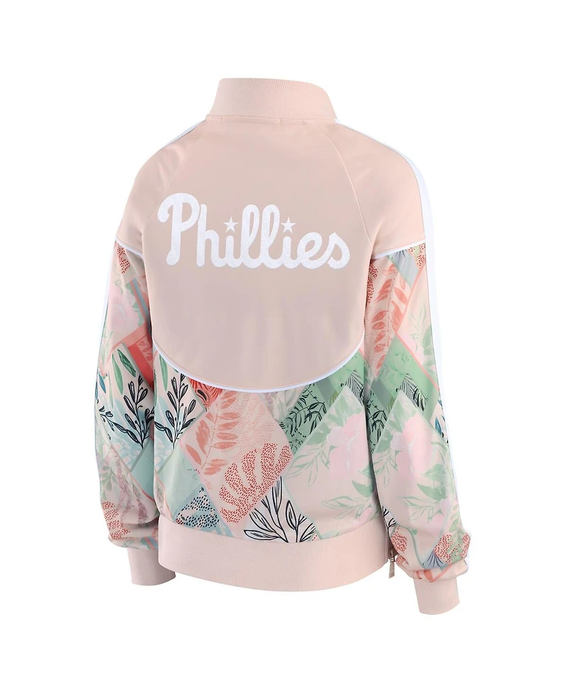 Wear By Erin Andrews Women's Sand Philadelphia Phillies Raglan Full-Zip Track Jacket