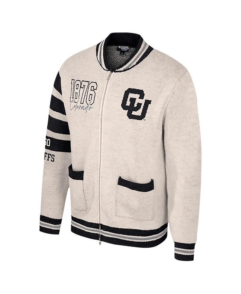 Colosseum Women's Cream Colorado Buffaloes Jacquard Full-Zip Sweater