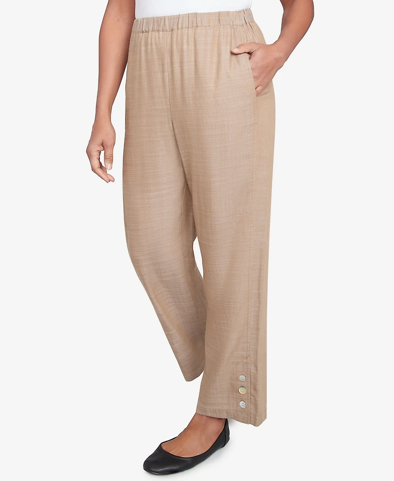Alfred Dunner Petite Summer Solstice Relaxed Button Detail Ankle Pant