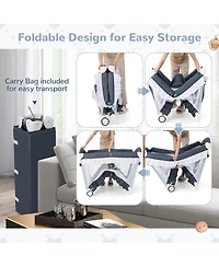 Costway Baby 4 in 1 Portable Playard Crib Bassinet Bed Changing Table Canopy