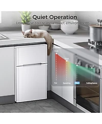 Cowsar 3.2 cubic foot mini fridge with separate freezer compartment and double door design is perfect for a basement, apartment, dorm room or office