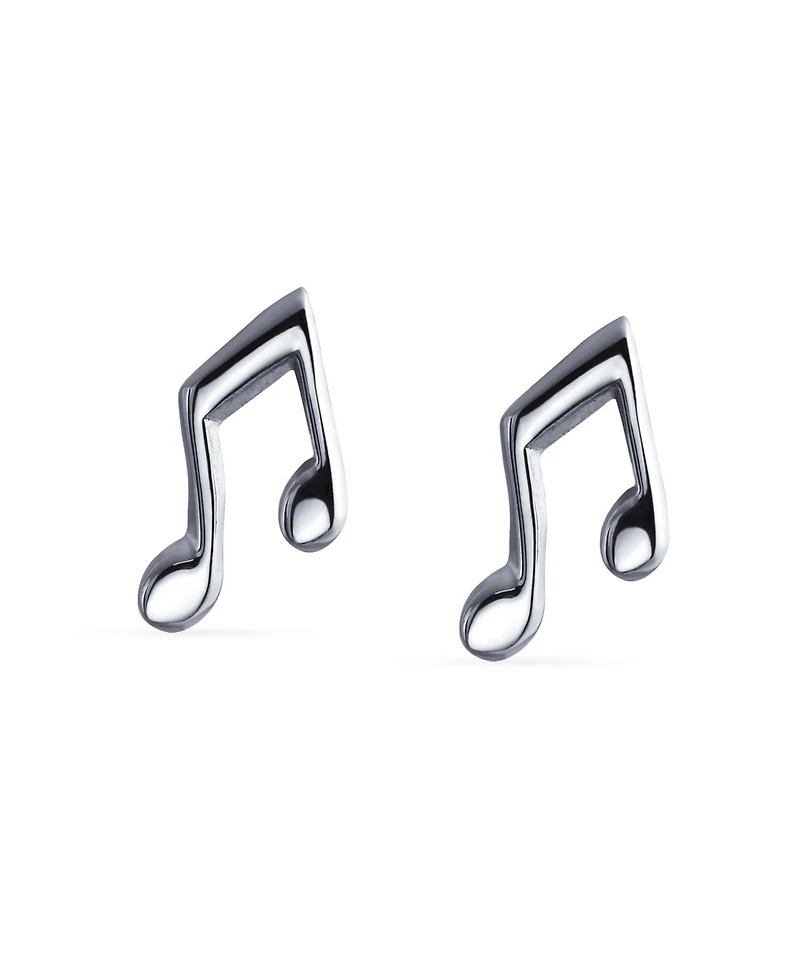 Bling Jewelry Set of 2 Tiny Delicate Music G Treble Clef Eight Note Stud Earrings Musician Sterling Silver